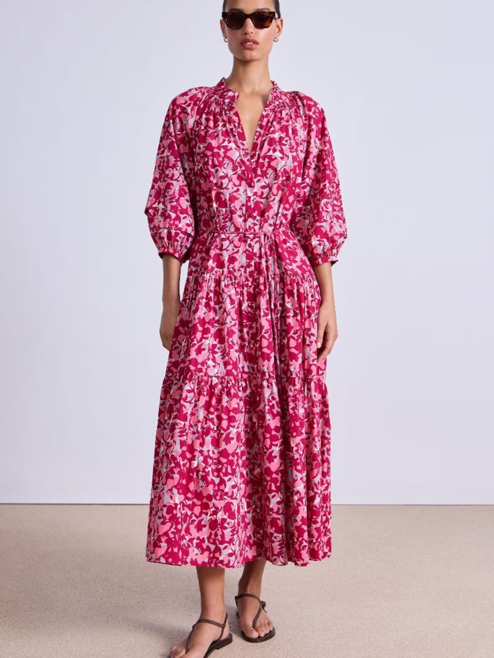Apiece Apart Noto Maxi Dress - Layered Pebbeled Rosa